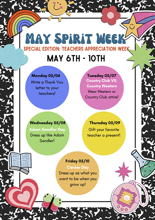 May Spirit Week flyer